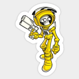 Yellow Skeleton Astronaut Sticker